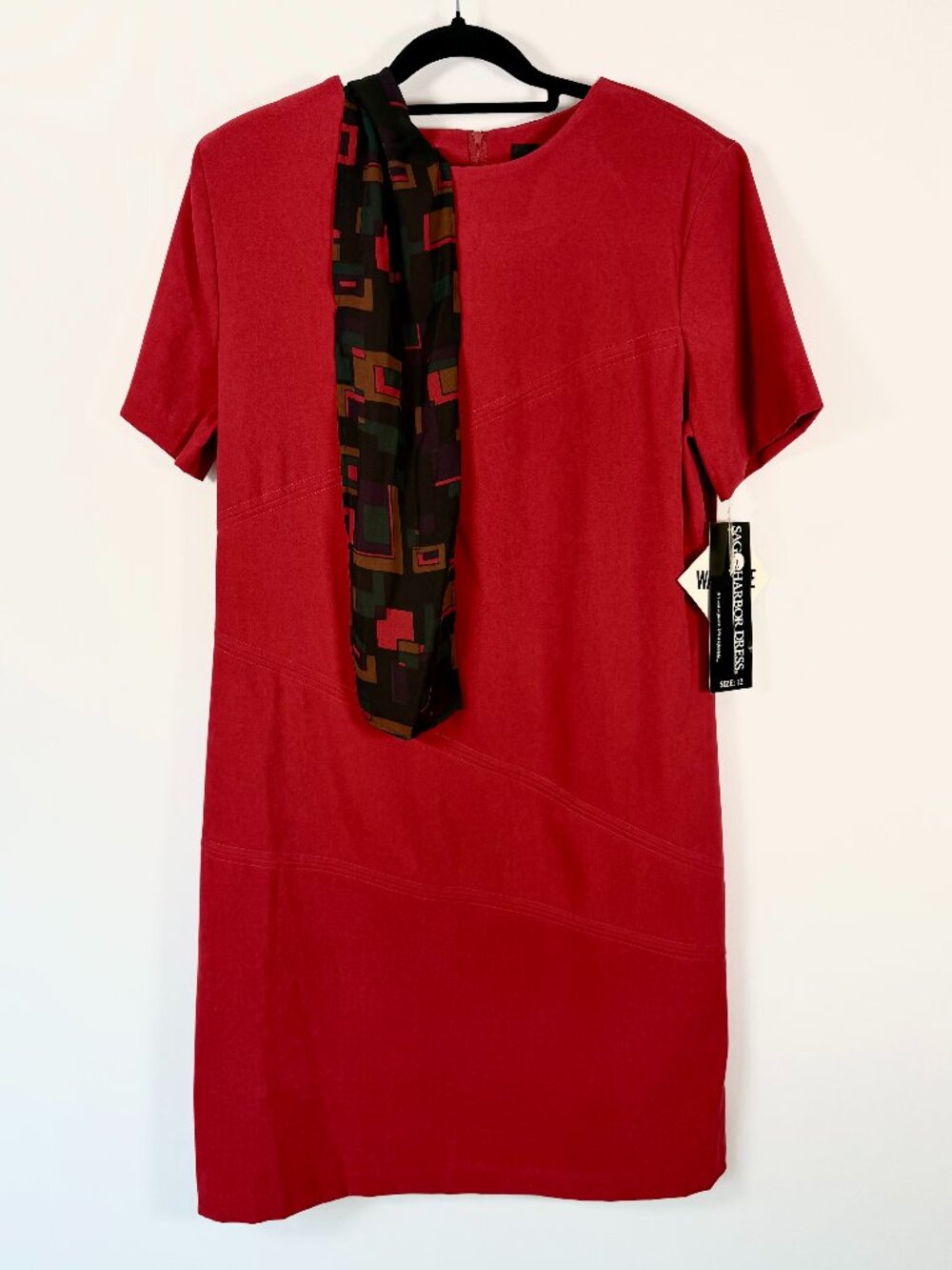 Vintage 80s/90s Sag Harbor Red short-sleeve faux-suede dress - NWT - Size 12
